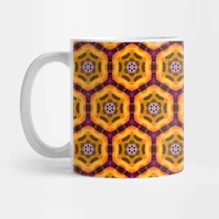 Golden honeycomb with flowers Mug